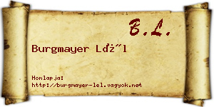 Burgmayer Lél névjegykártya